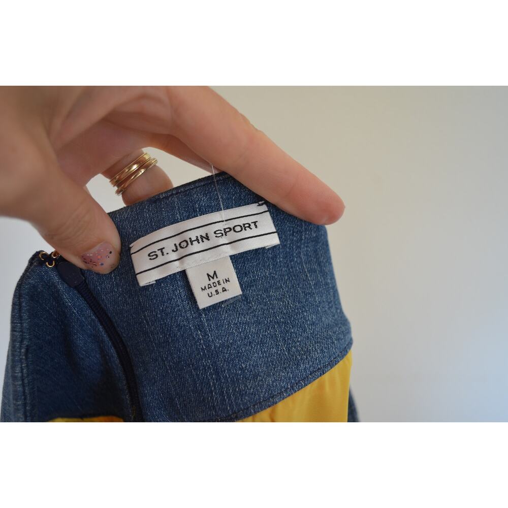 St John Sport Denim Silk Y2K Style Skirt Size Medium - Picture 2 of 4